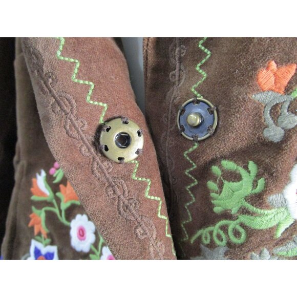 Vintage Yank Americano Embroidered Brown Velvet Western BoHo Jacket Medium GUC - Picture 16 of 16
